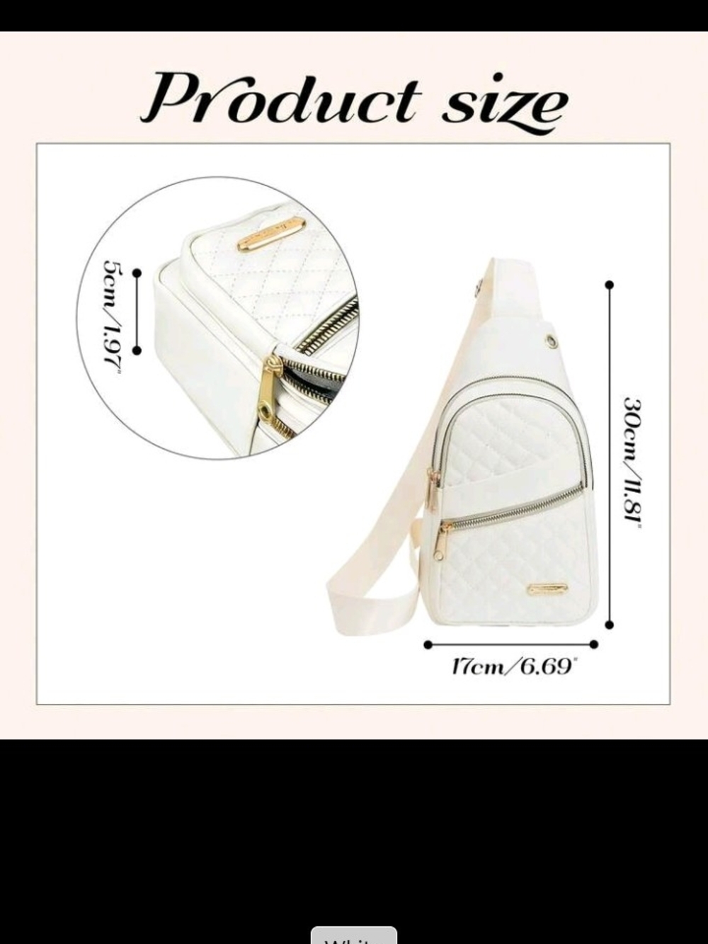 Quilted White Sling Crossbody Bag - Women's Everyday Shoulder Bag